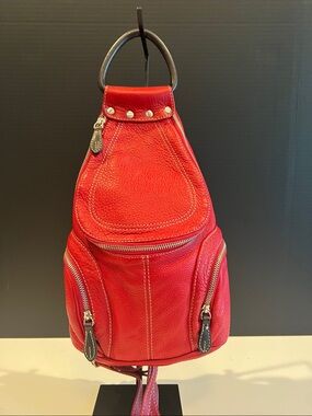 Jones New York Red Leather Sling Backpack